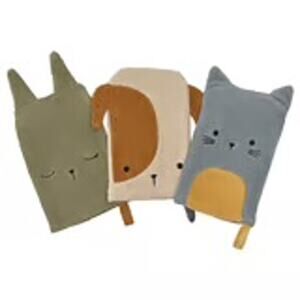 IKEA GULDVÄVARE Organic Cotton Washing Mitts Set of Three for Kids